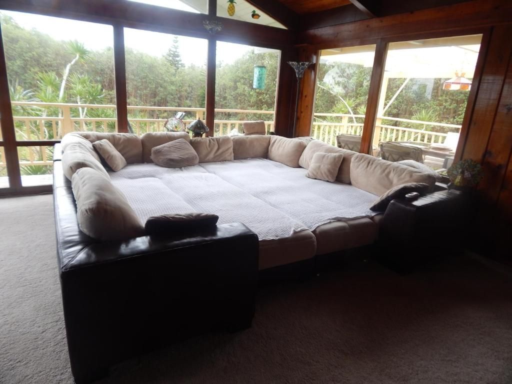 Oversized lounge sofa with rainforest views